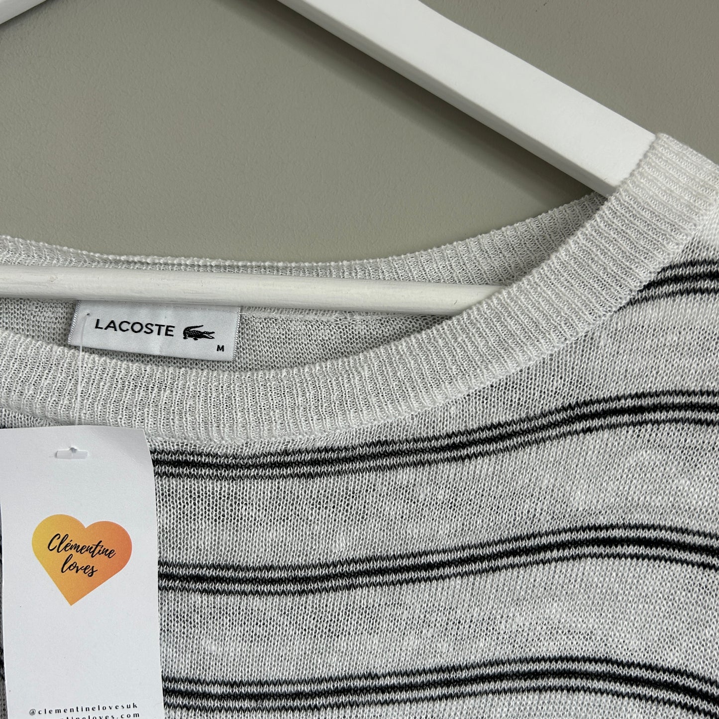Lacoste linen white and navy striped jumper M -12
