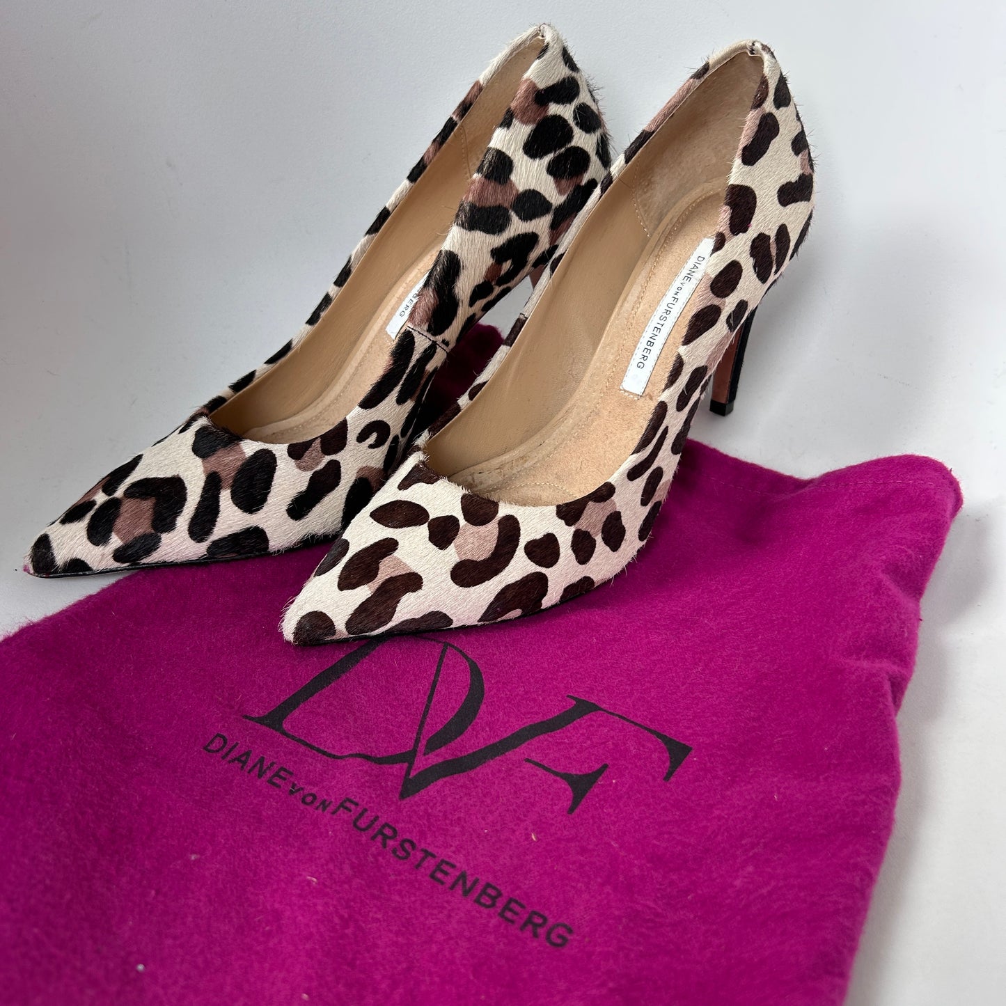 Diane Von Furstenberg pony hair court stilettos UK5
