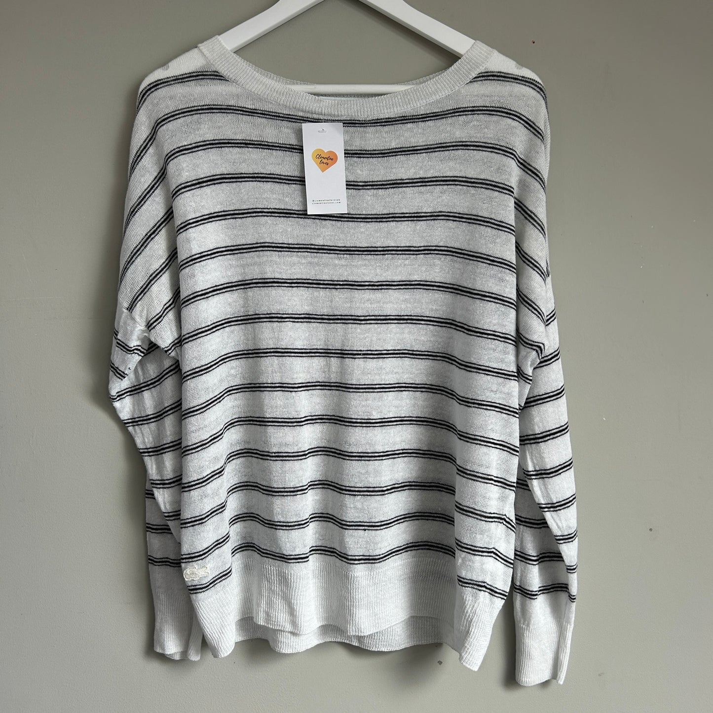 Lacoste linen white and navy striped jumper M -12