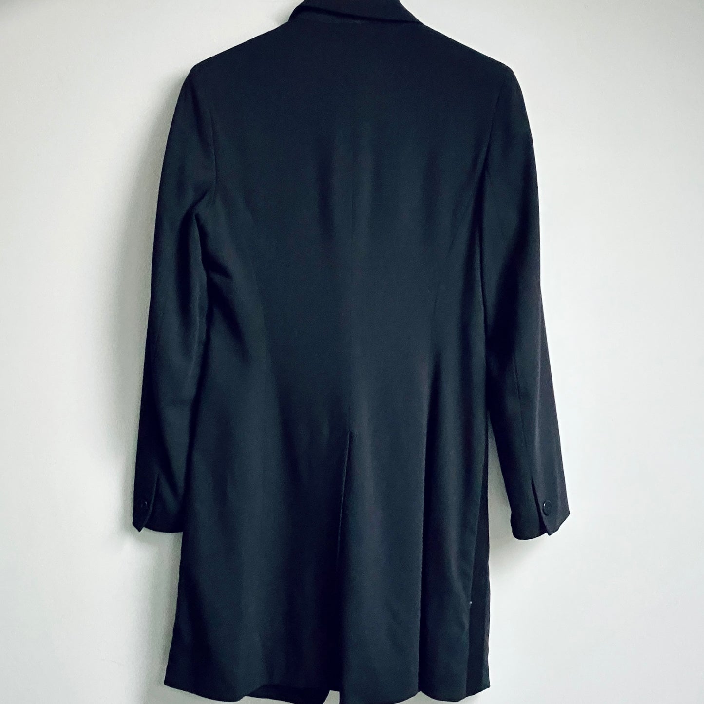 DKNY black wool blazer coat with satin detail size 10