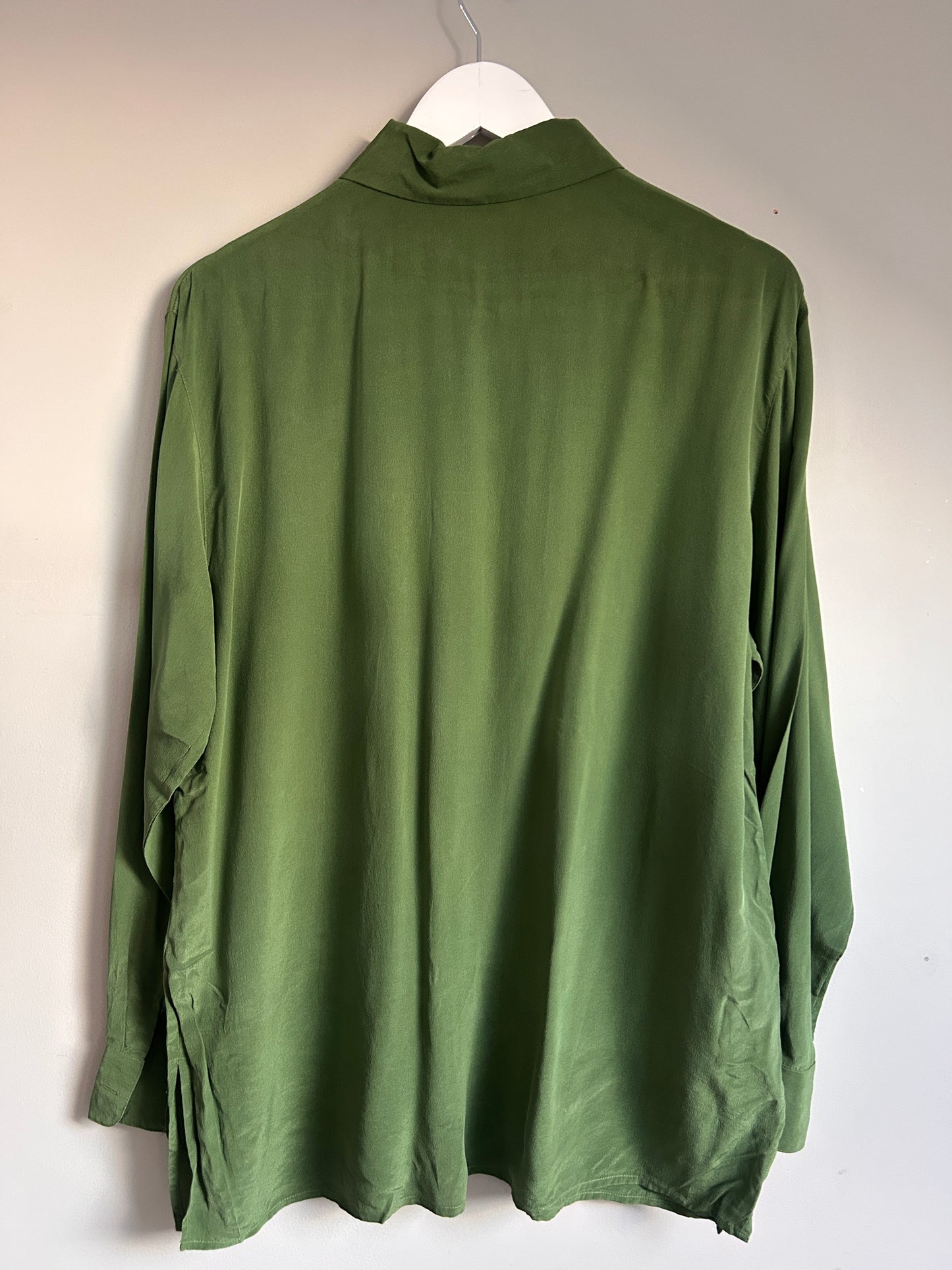 Art of Silk Tie Rack Vintage silk shirt green L - up to 14