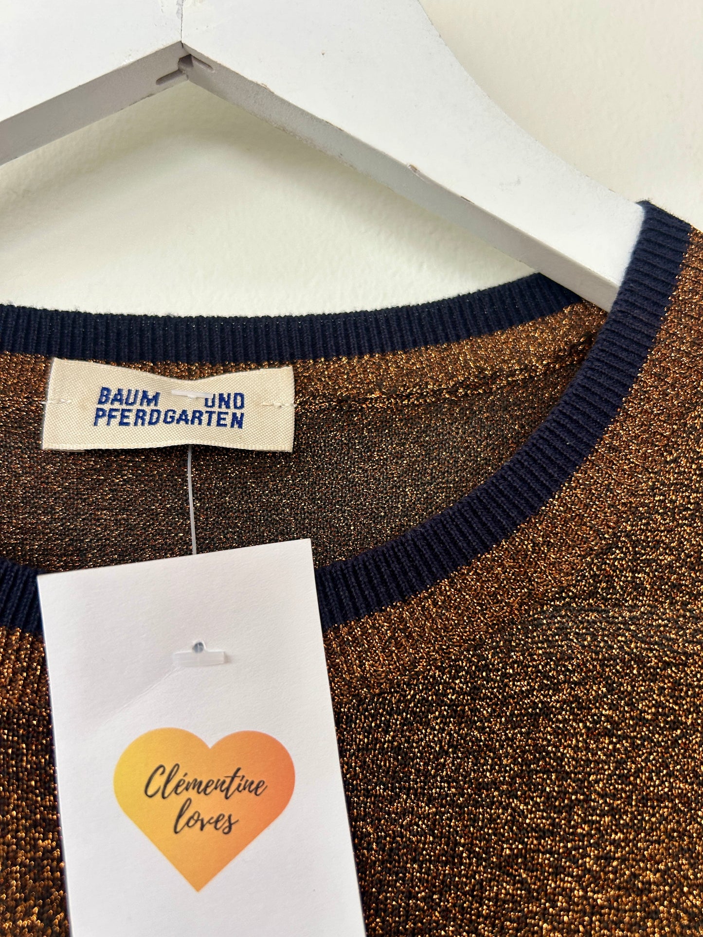 Baum Und Pfergarten orange metallic fibre jumper size XS - 8