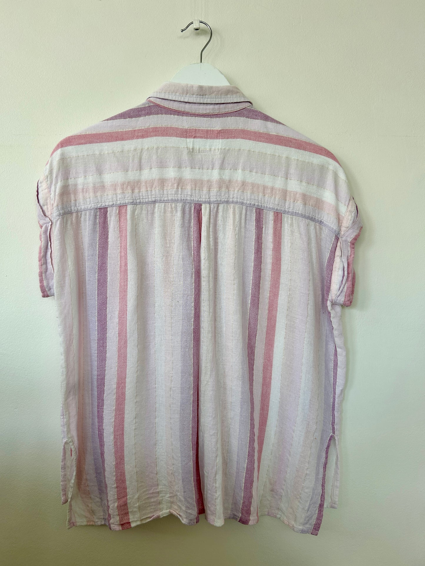 Rails short sleeve pink striped shirt linen blend M - 10/12
