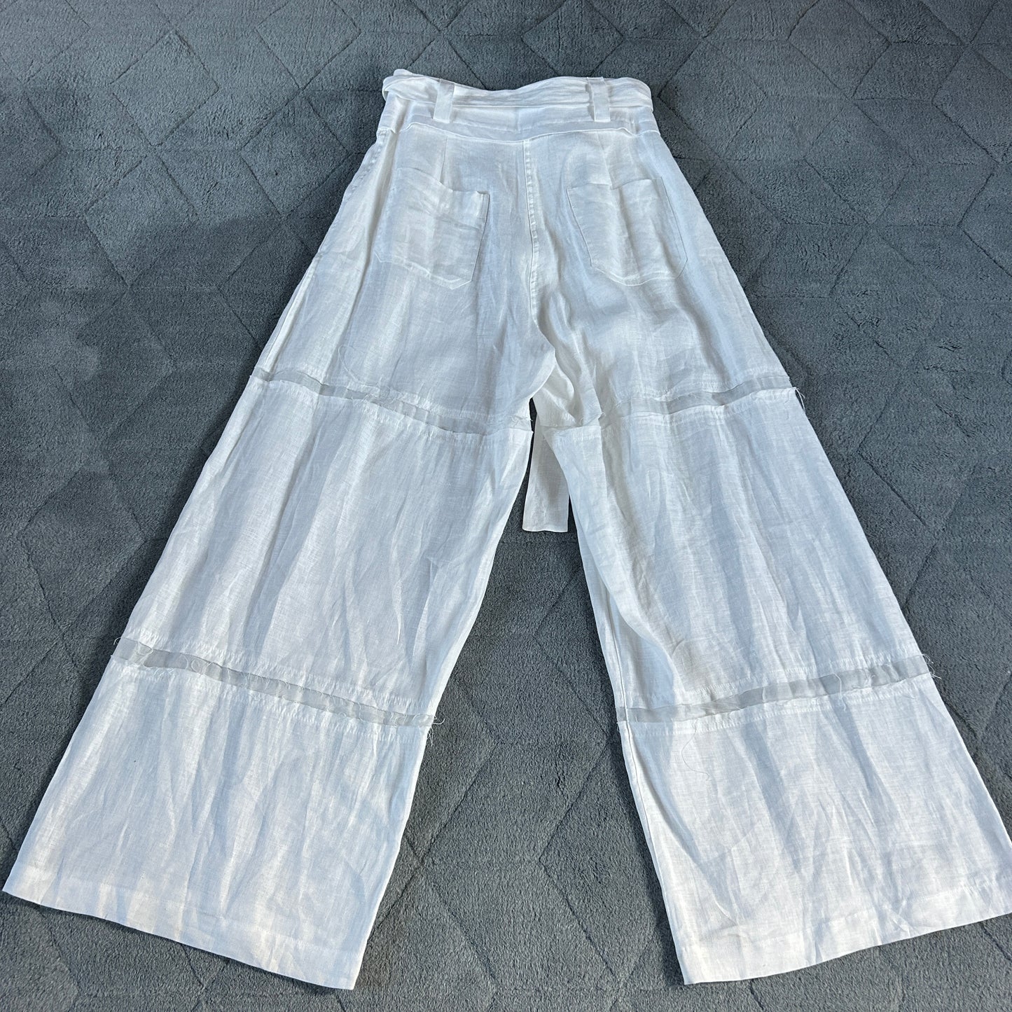 Nu Black white linen wide leg trousers 10-12