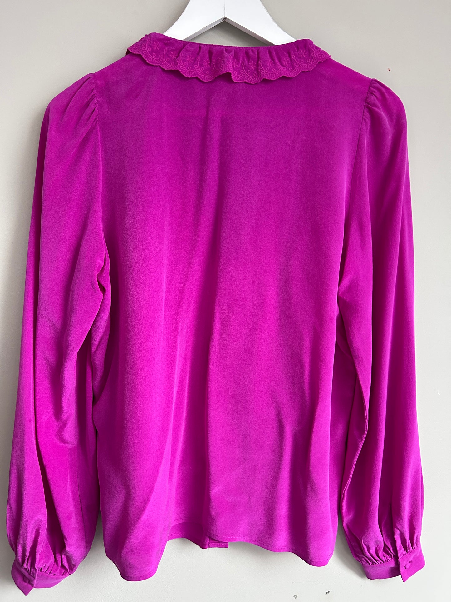 Sezane purple silk long sleeve blouse size 8-10