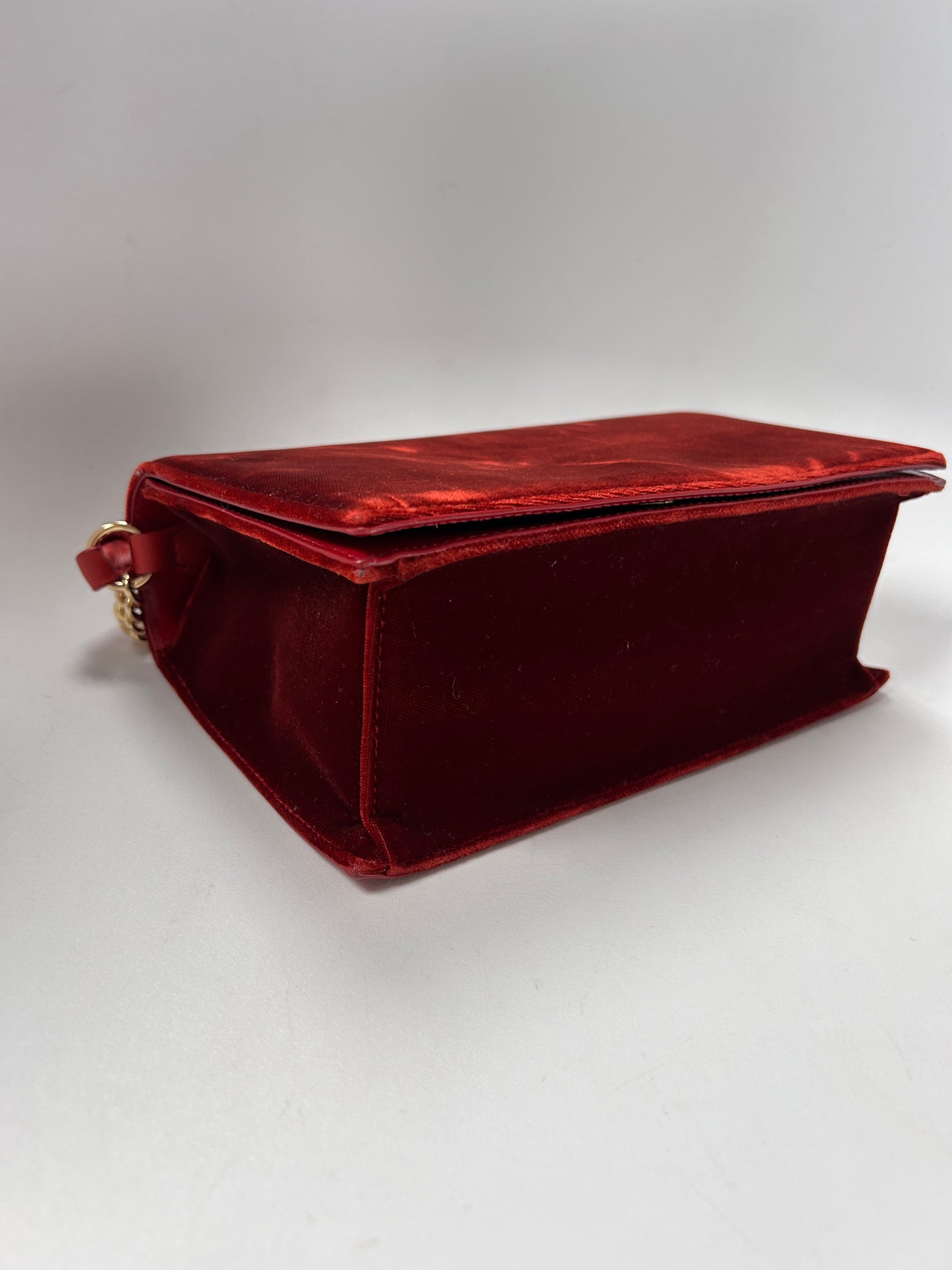 Diane Von Furstenberg Soiree red velvet and leather handbag