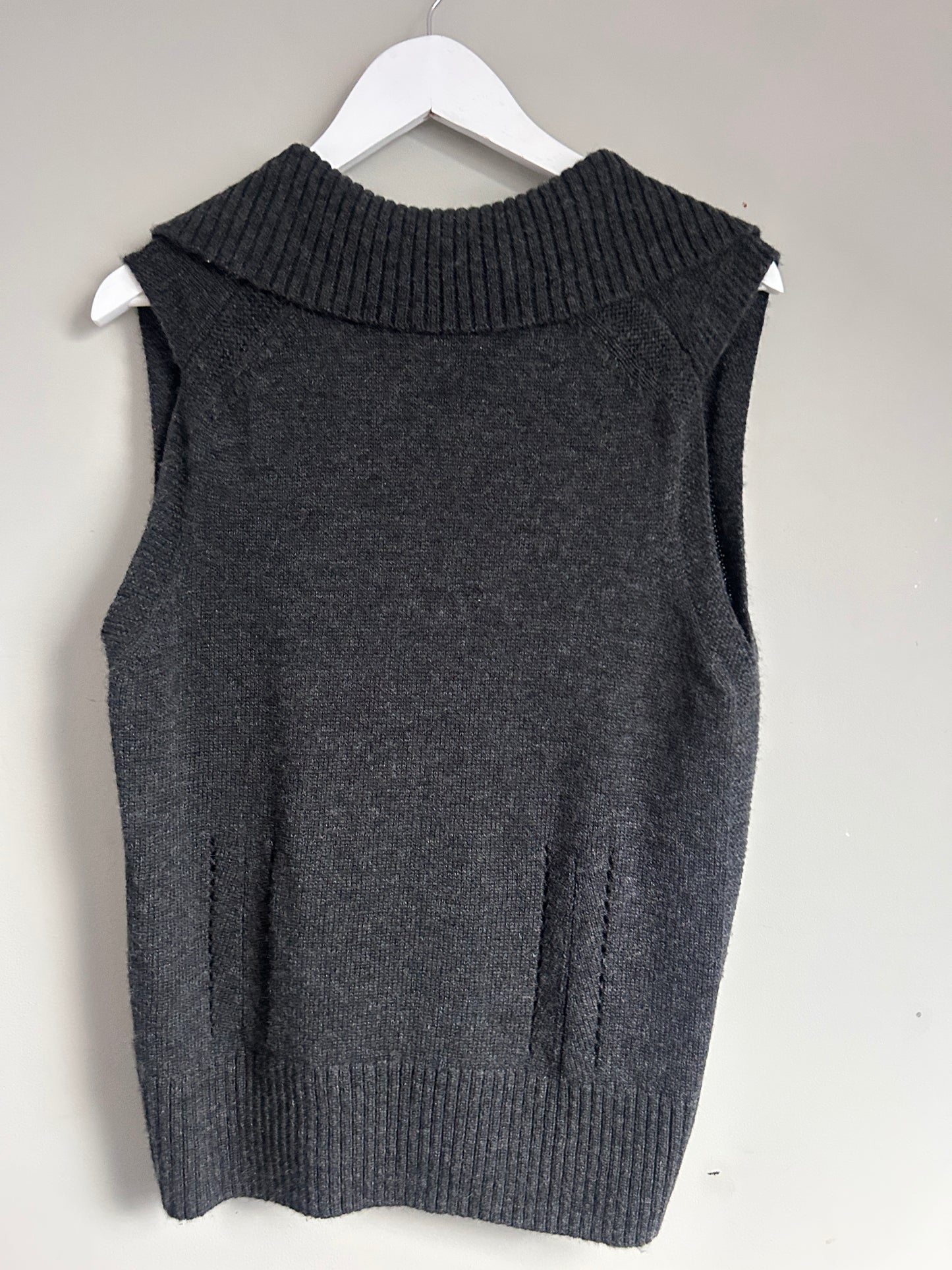 COS anthracite grey wool vest V neck collared size M - 12/14