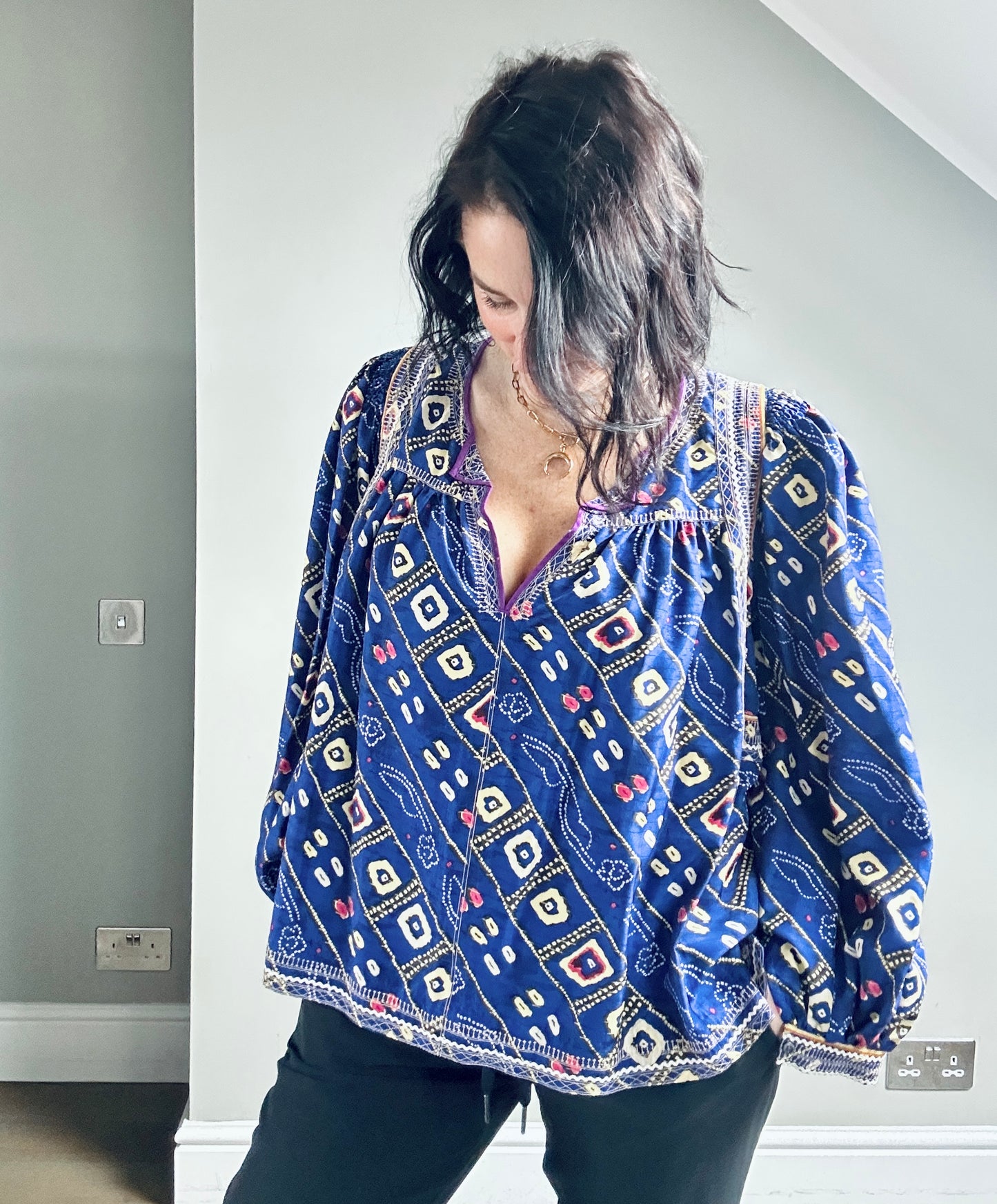 Isabel Marant purple blue silk shirt size 10