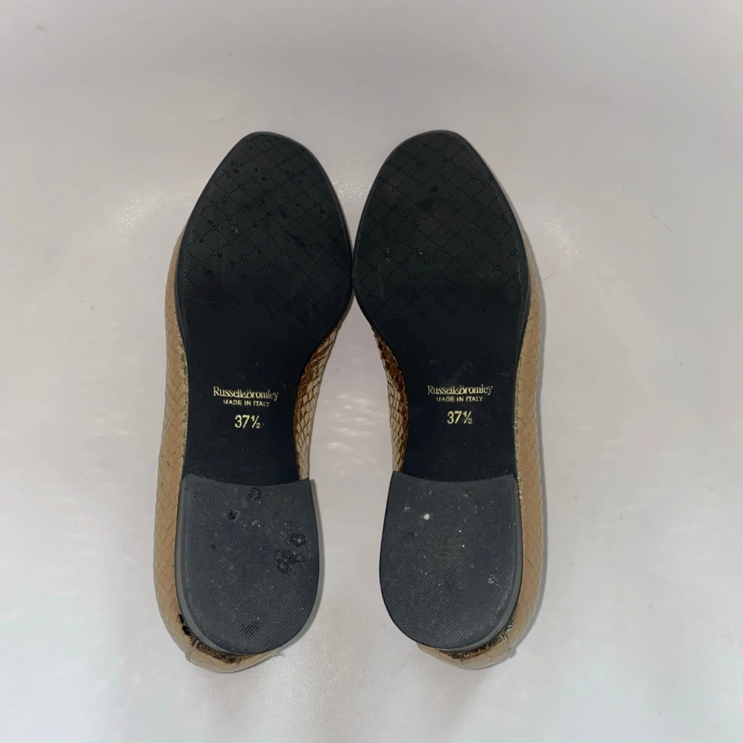 Russell & Bromley loafers gold leather snake effect UK4.5