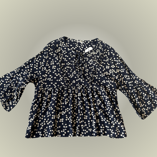 Hush navy blue floral chiffon blouse size up to 16