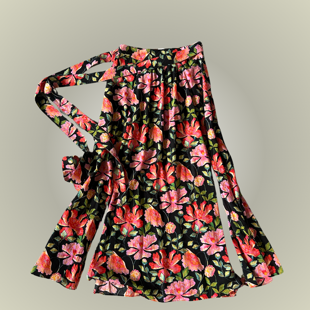 & Other Stories red floral midi skirt 8-10