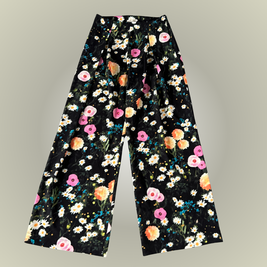 Stine Goya black floral palazzo trousers 10