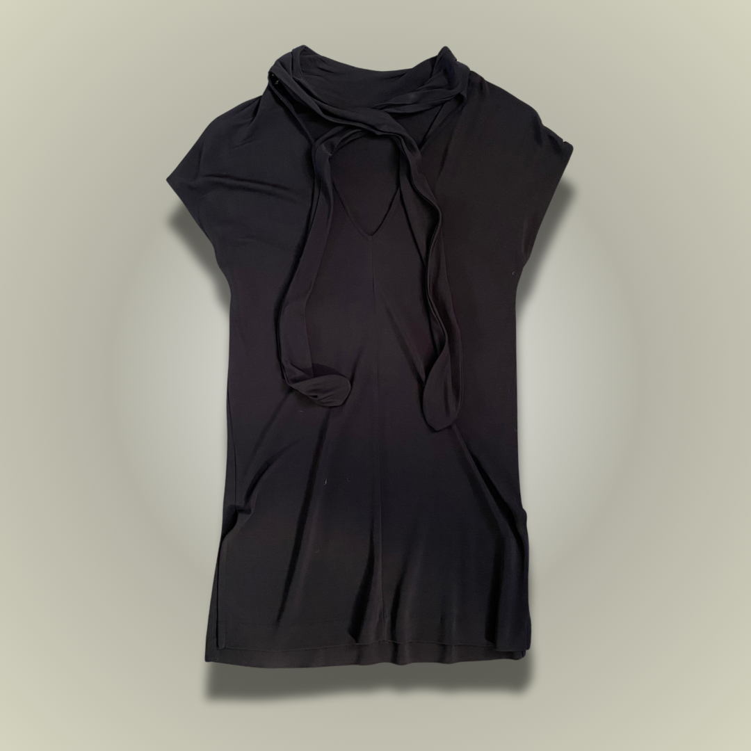 Massimo Dutti black chiffon sleeveless tunic 6-8