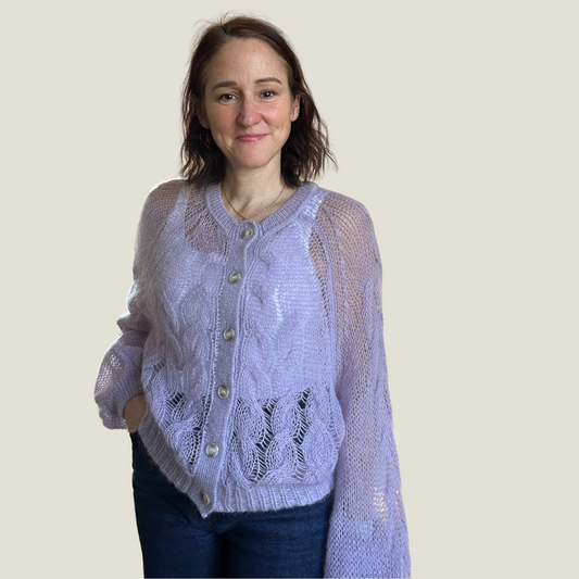 Rino y Pelle lavender cardigan mohair and wool blend M - up to 12