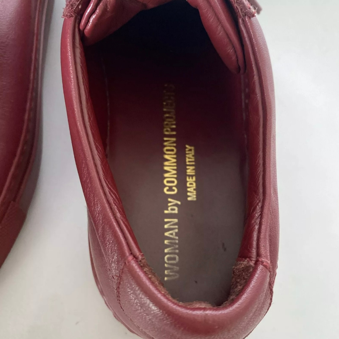 Woman by Common Projects maroon leather sneakers UK5