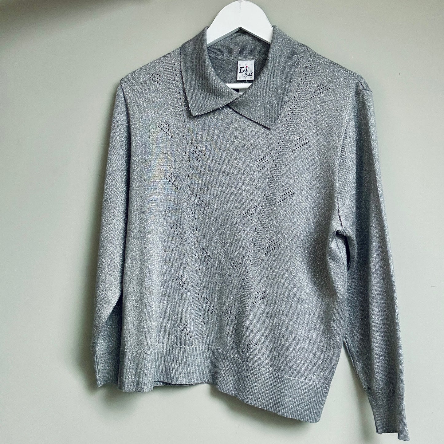 Vintage party silver knit jumper long sleeve size 10-12