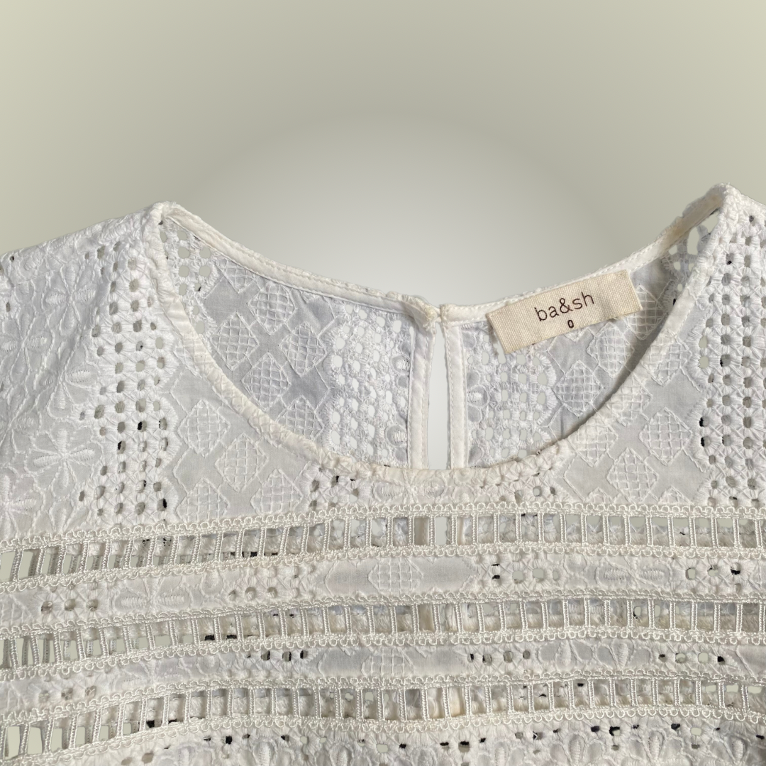 Ba&sh white lace blouse 6-8