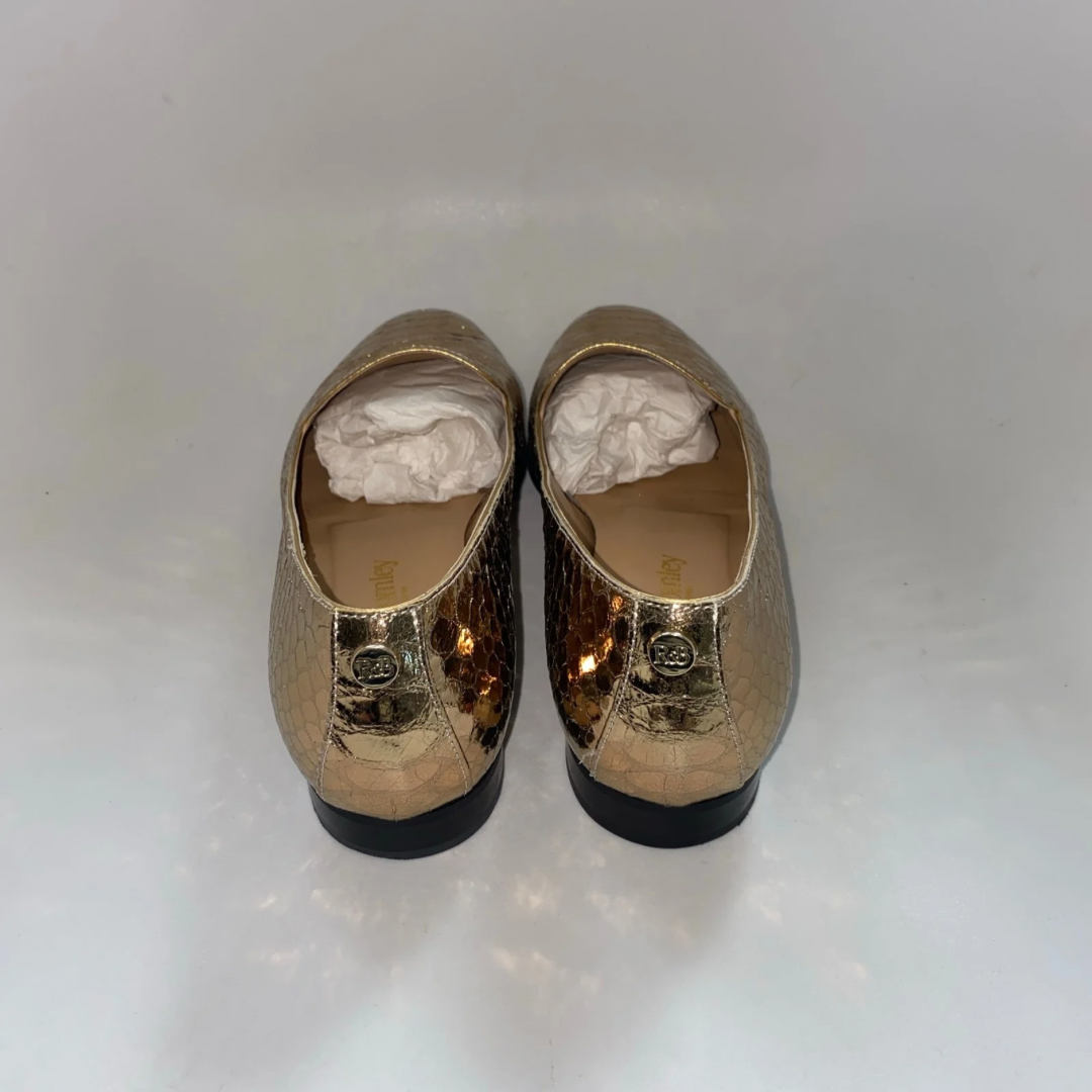 Russell & Bromley loafers gold leather snake effect UK4.5