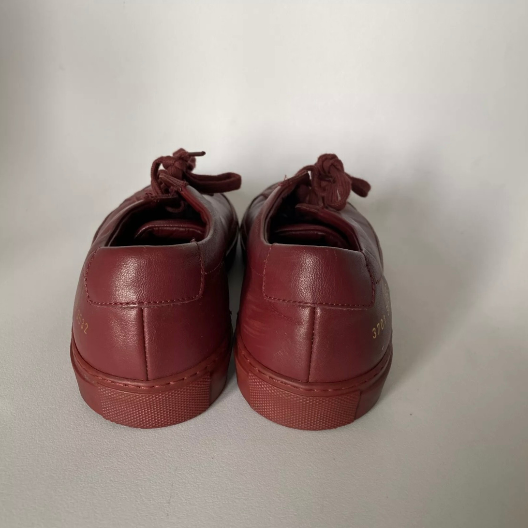 Woman by Common Projects maroon leather sneakers UK5