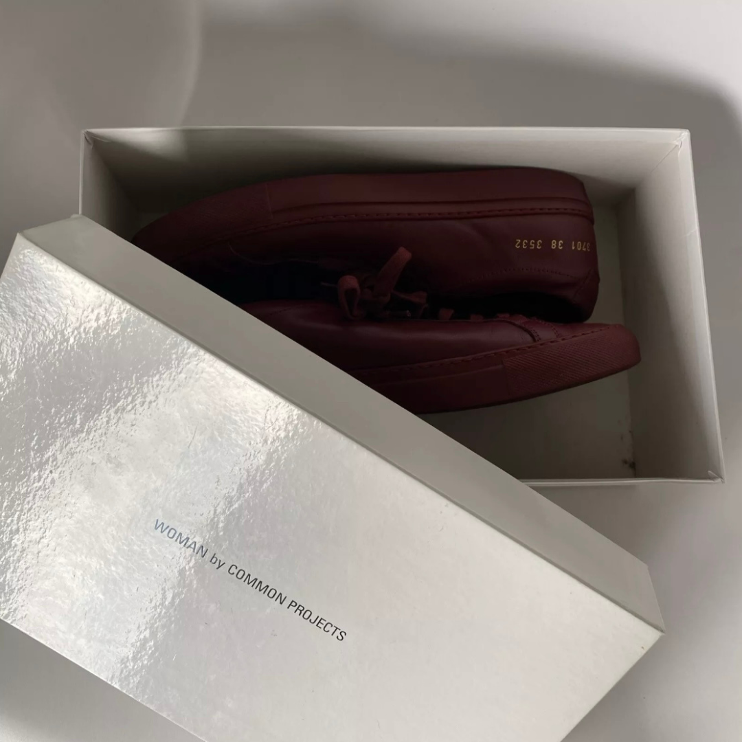 Woman by Common Projects maroon leather sneakers UK5