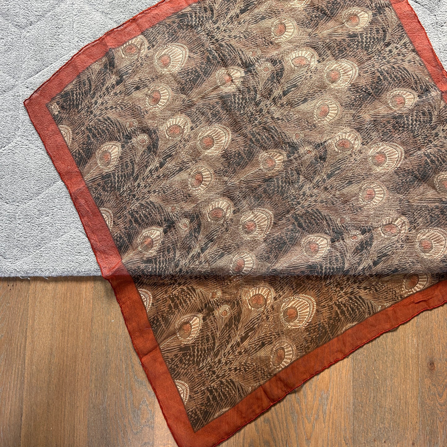 Liberty vintage silk scarf peacock feather design