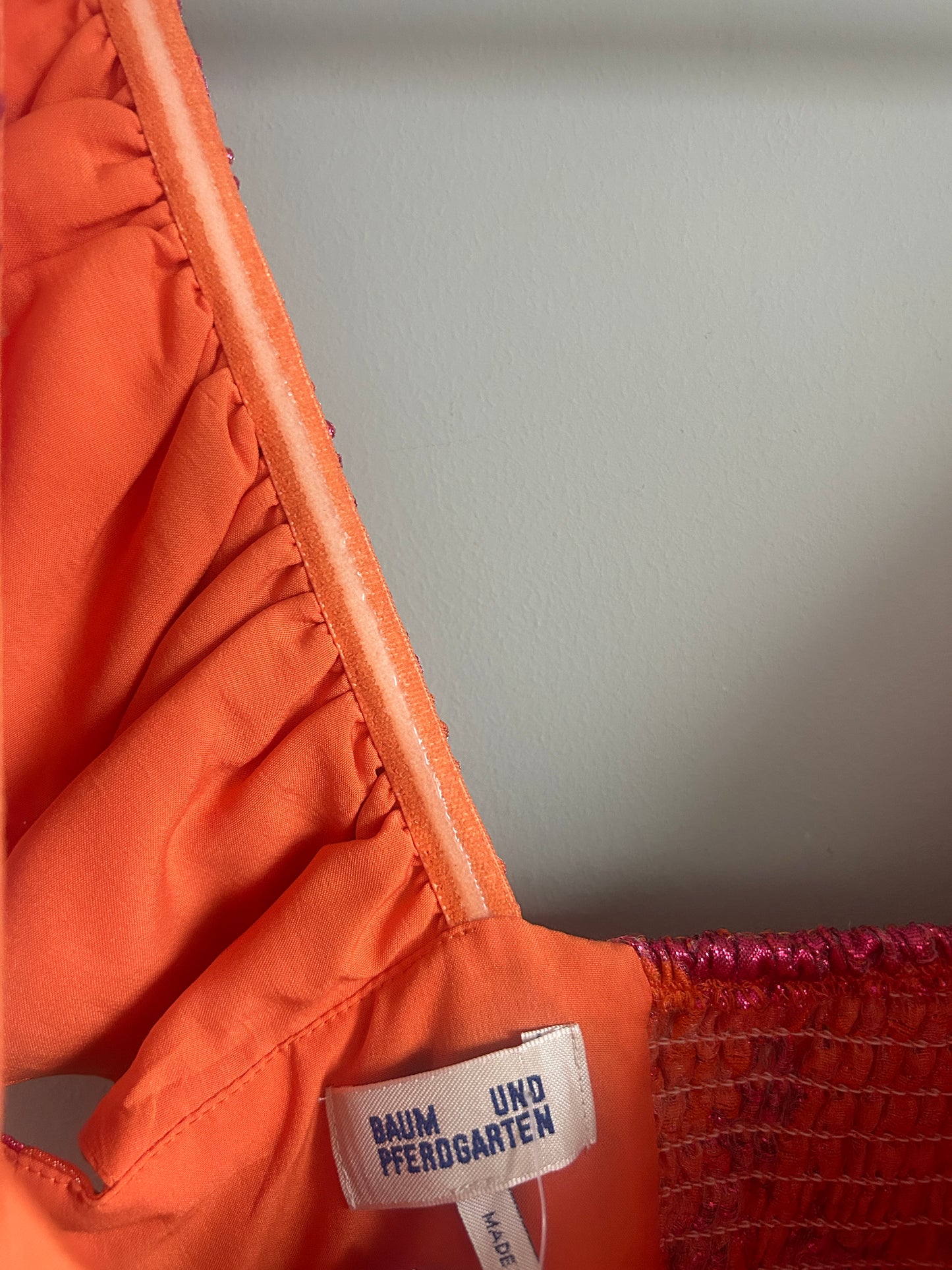Baum und Pfergarten pink and orange brocade midi dress