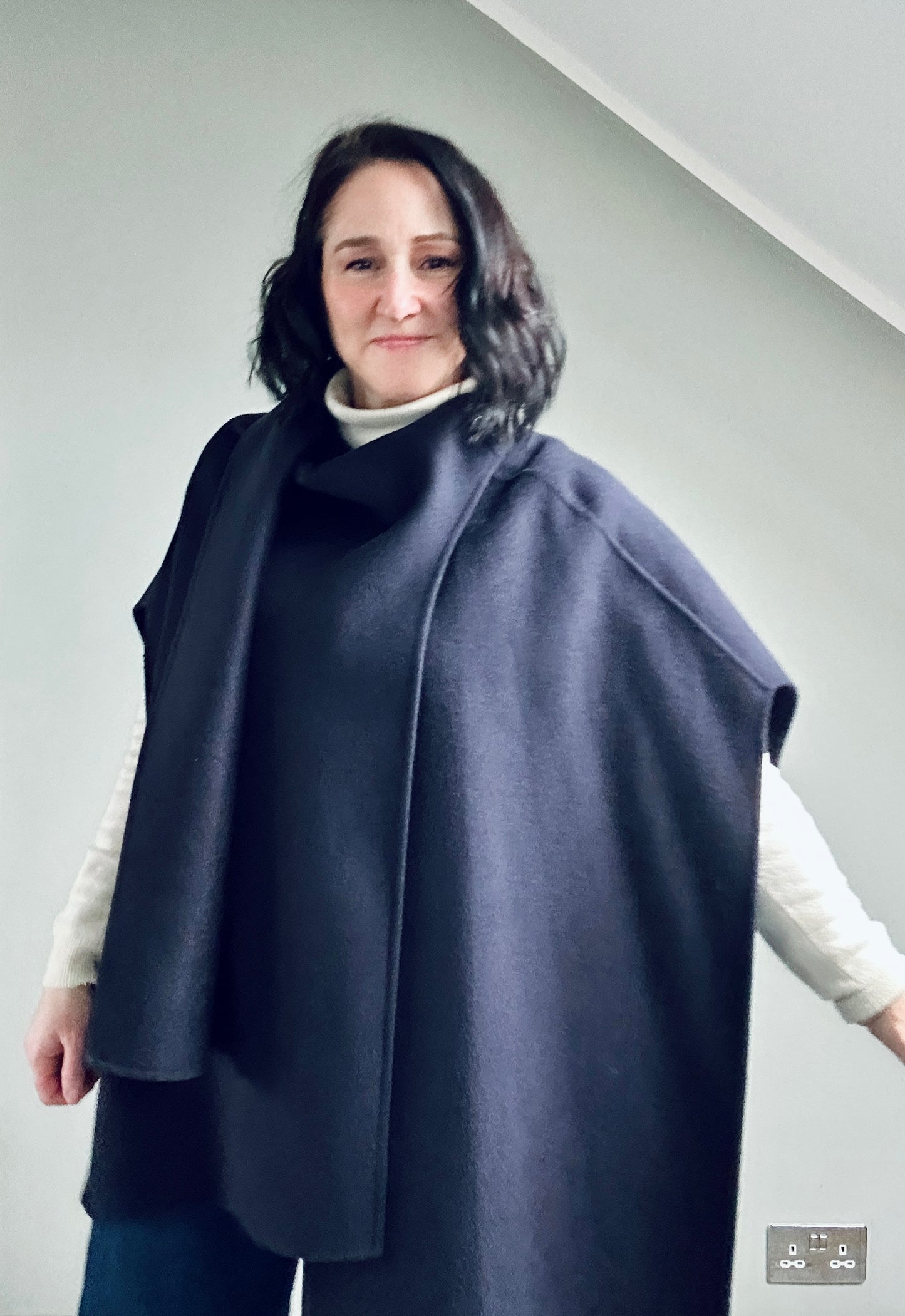 COS navy blue wool cape one size