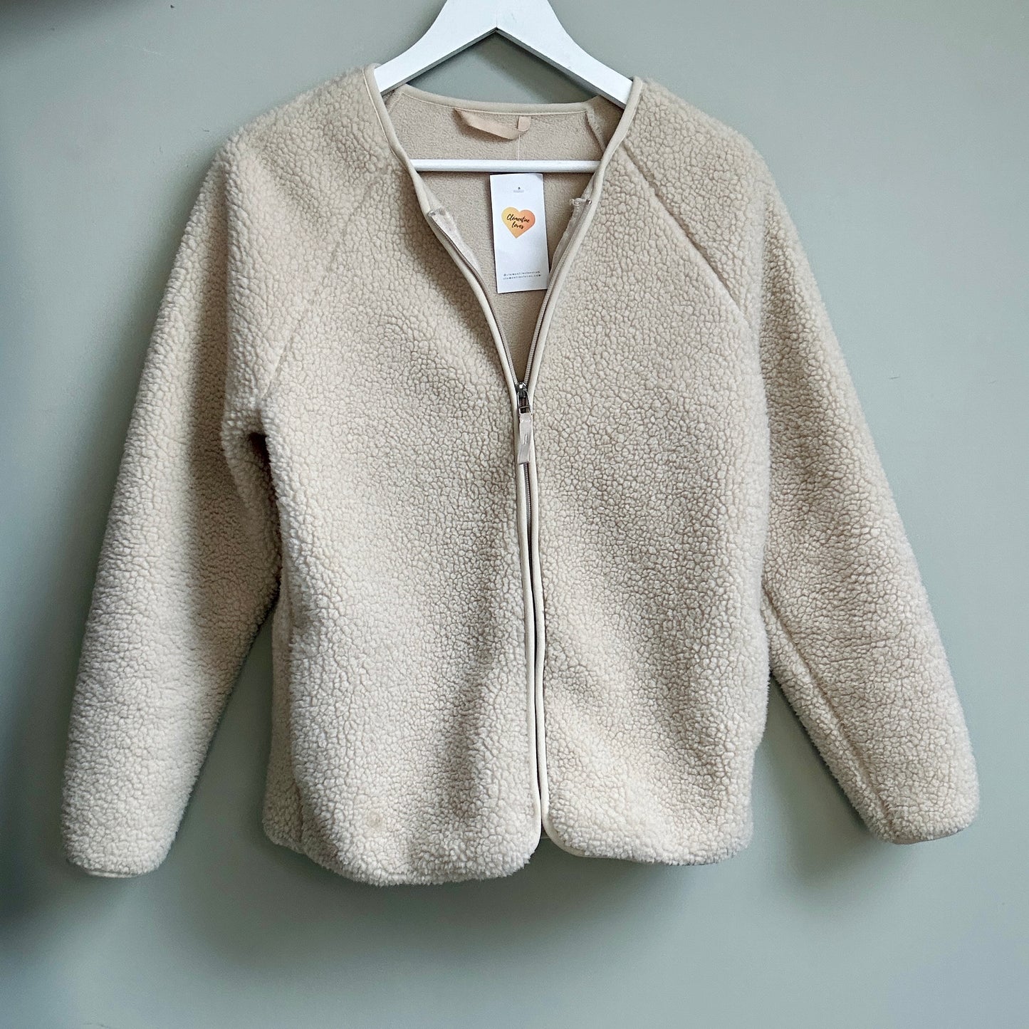 M&S ivory teddy zipped jacket size 10