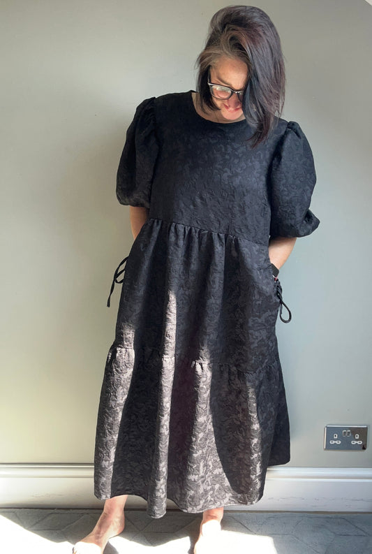 Topshop Design black brocade maxi dress 12