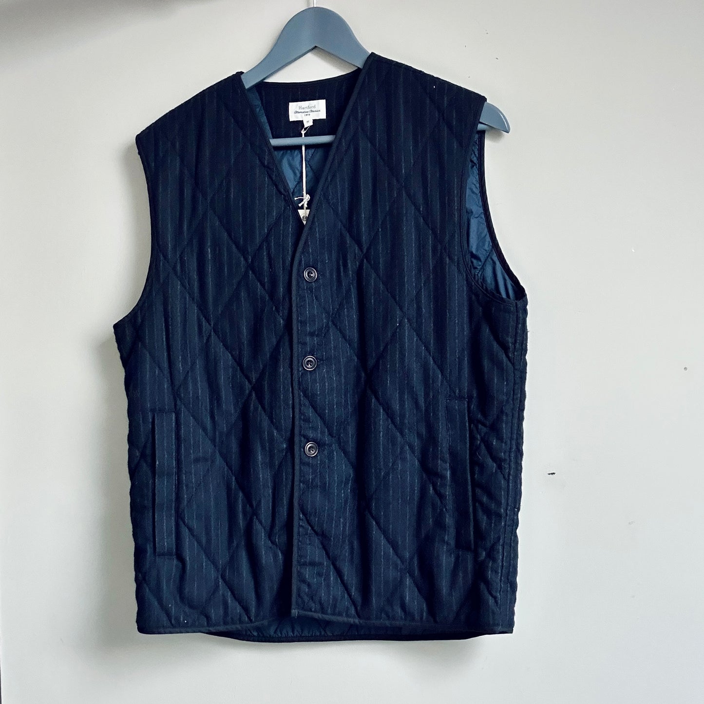 Hartford navy blue striped quilted gilet size up to 14