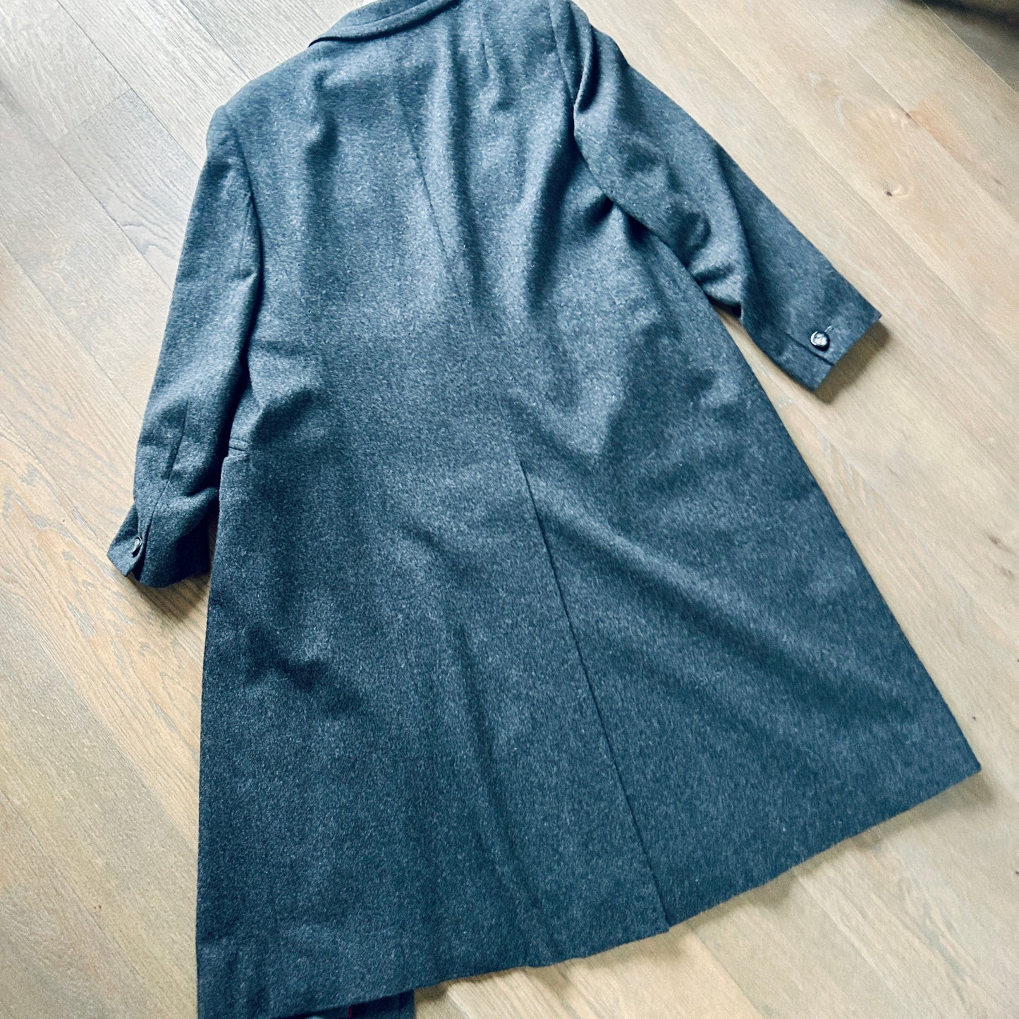 Grey wool double breasted maxi coat size up to 16