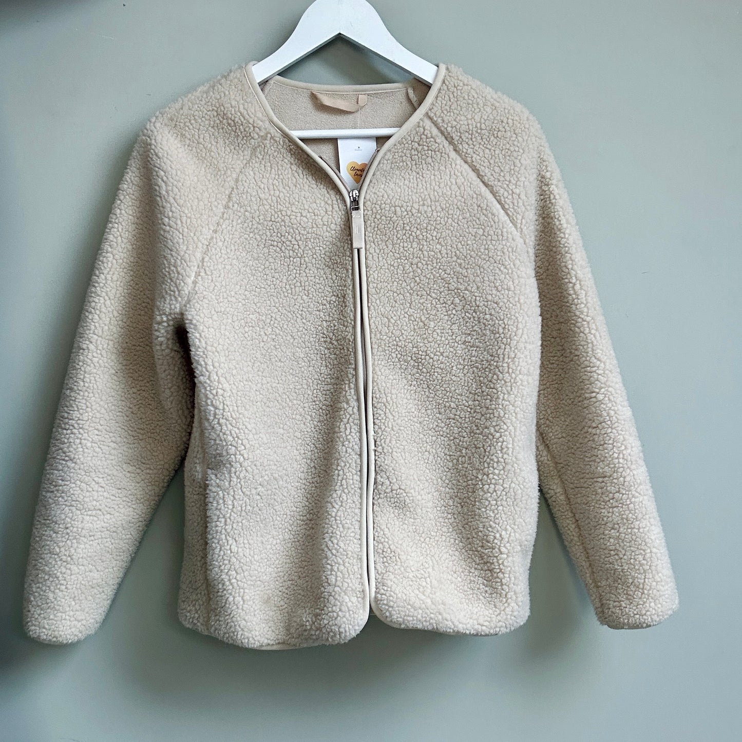 M&S ivory teddy zipped jacket size 10