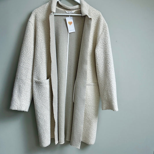 Chloe Stora ivory teddy open coat 10-12