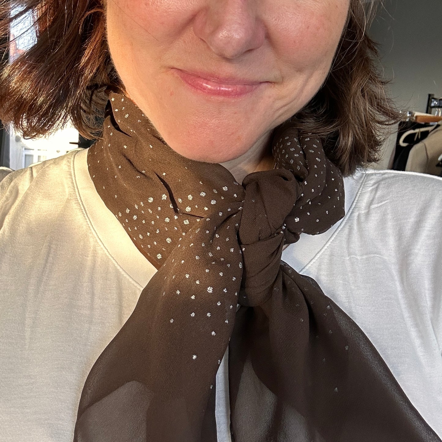 Moschino vintage chocolate silk scarf