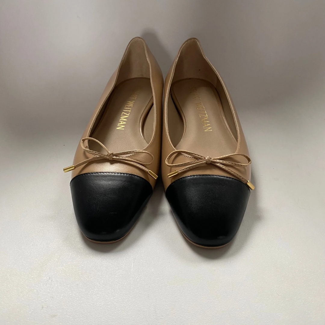 Stuart Weitzman beige and black leather ballerina almond toe UK6.5