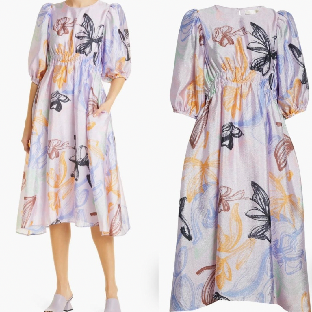 Stine Goya lilac floral satin midi dress XS - 8/10