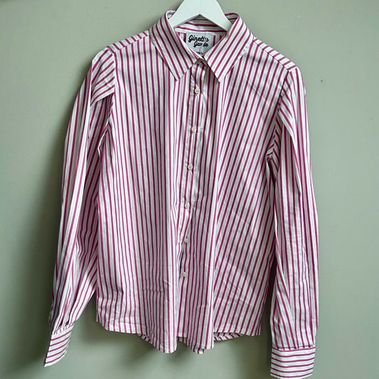 Ginette Garde pink striped shirt size L - 14/16