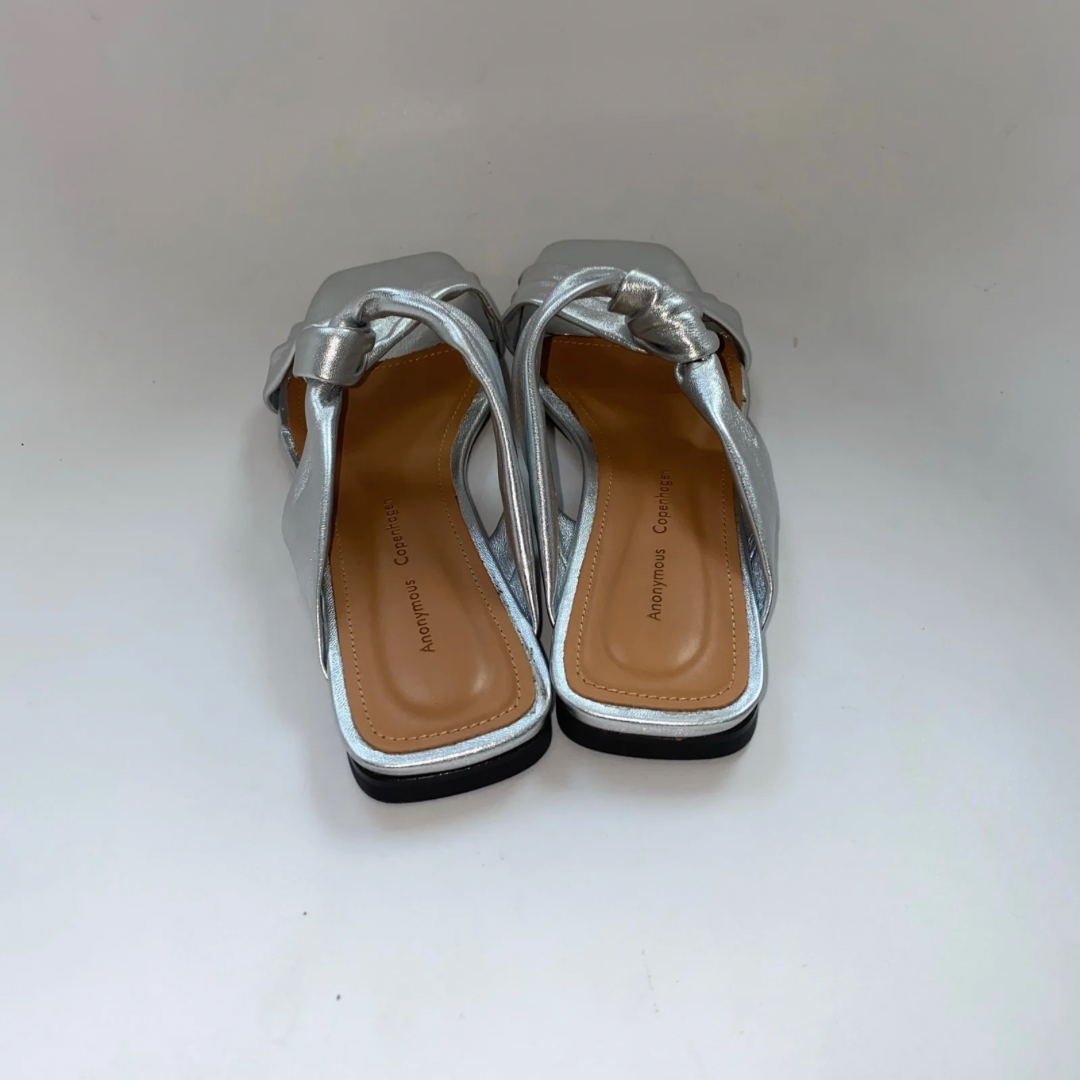 Anonymous Copenhagen Kairi silver metallic leather sandals UK4