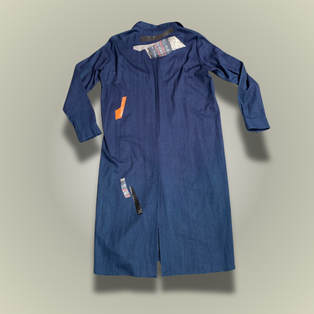 Croquis dark blue chambray collared long shirt / dress S -  up to 14