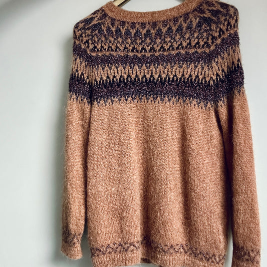 Liu Jo brown fair isle knit jumper size S - up to 12