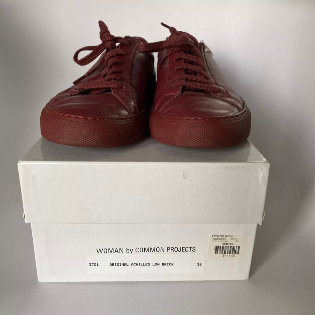 Woman by Common Projects maroon leather sneakers UK5