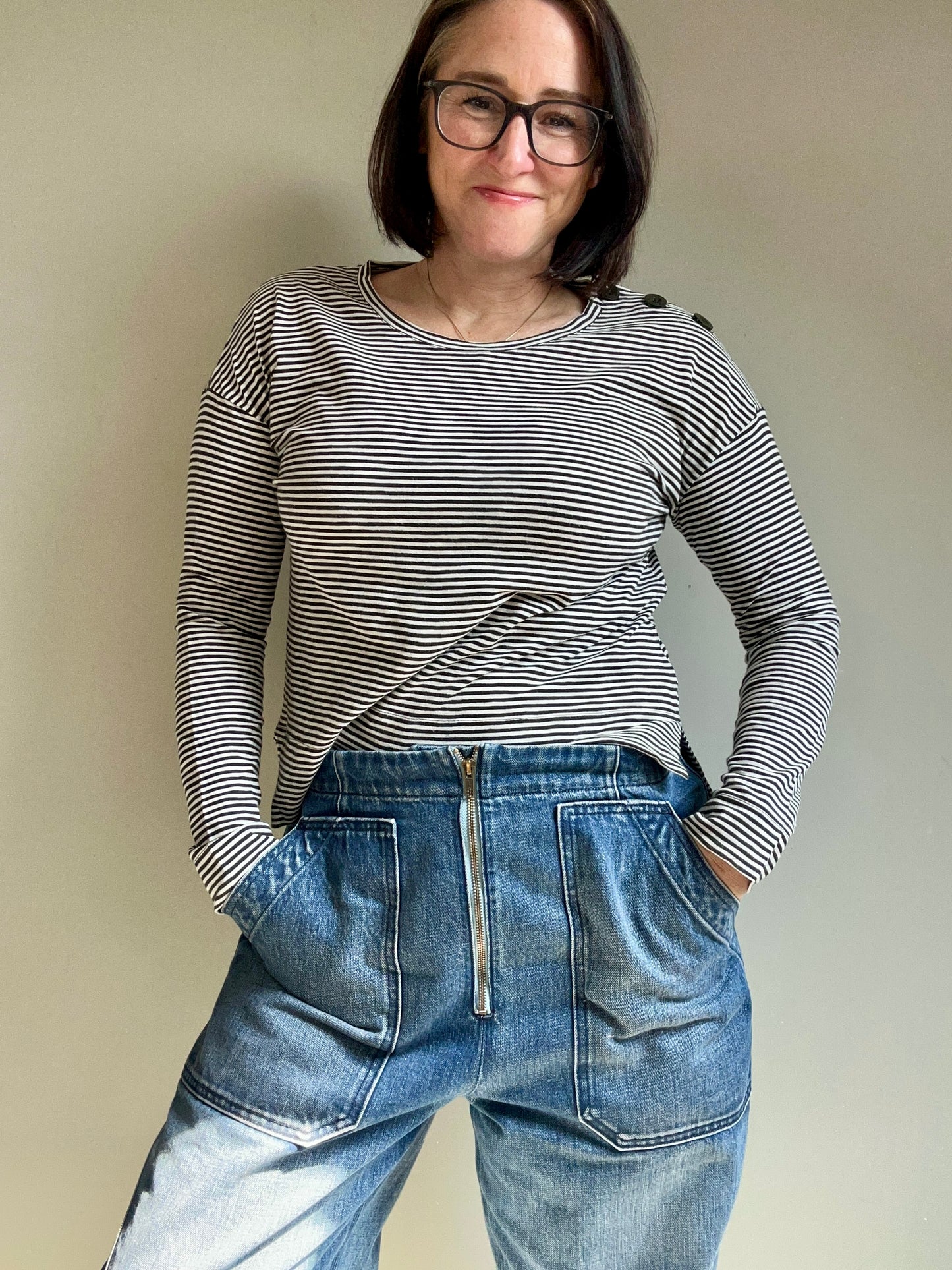 ME+EM black breton tee long sleeve size 8