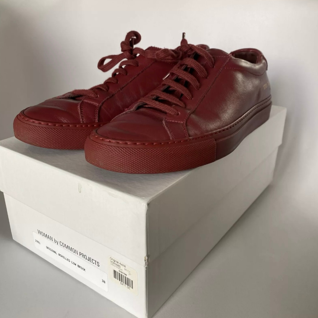 Woman by Common Projects maroon leather sneakers UK5