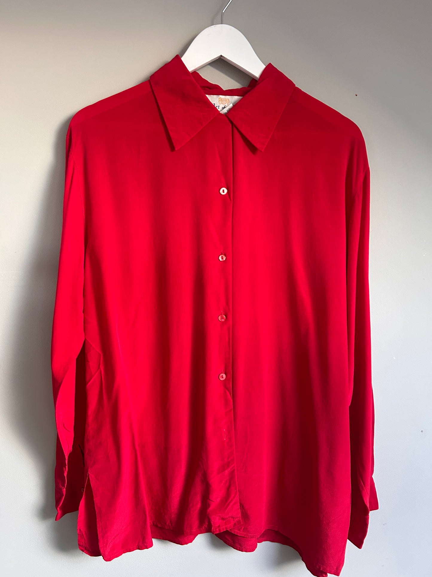 Art of Silk Tie Rack Vintage silk shirt red L - up to 14