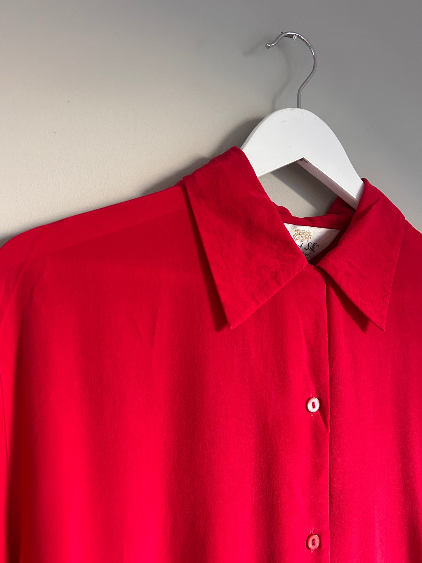 Art of Silk Tie Rack Vintage silk shirt red L - up to 14