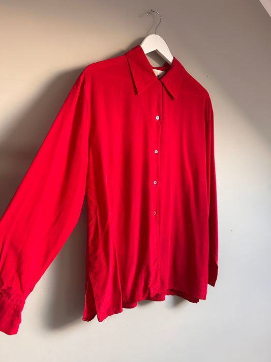 Art of Silk Tie Rack Vintage silk shirt red L - up to 14