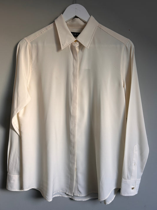 Lauren Ralph Lauren ivory crepe shirt M - 10