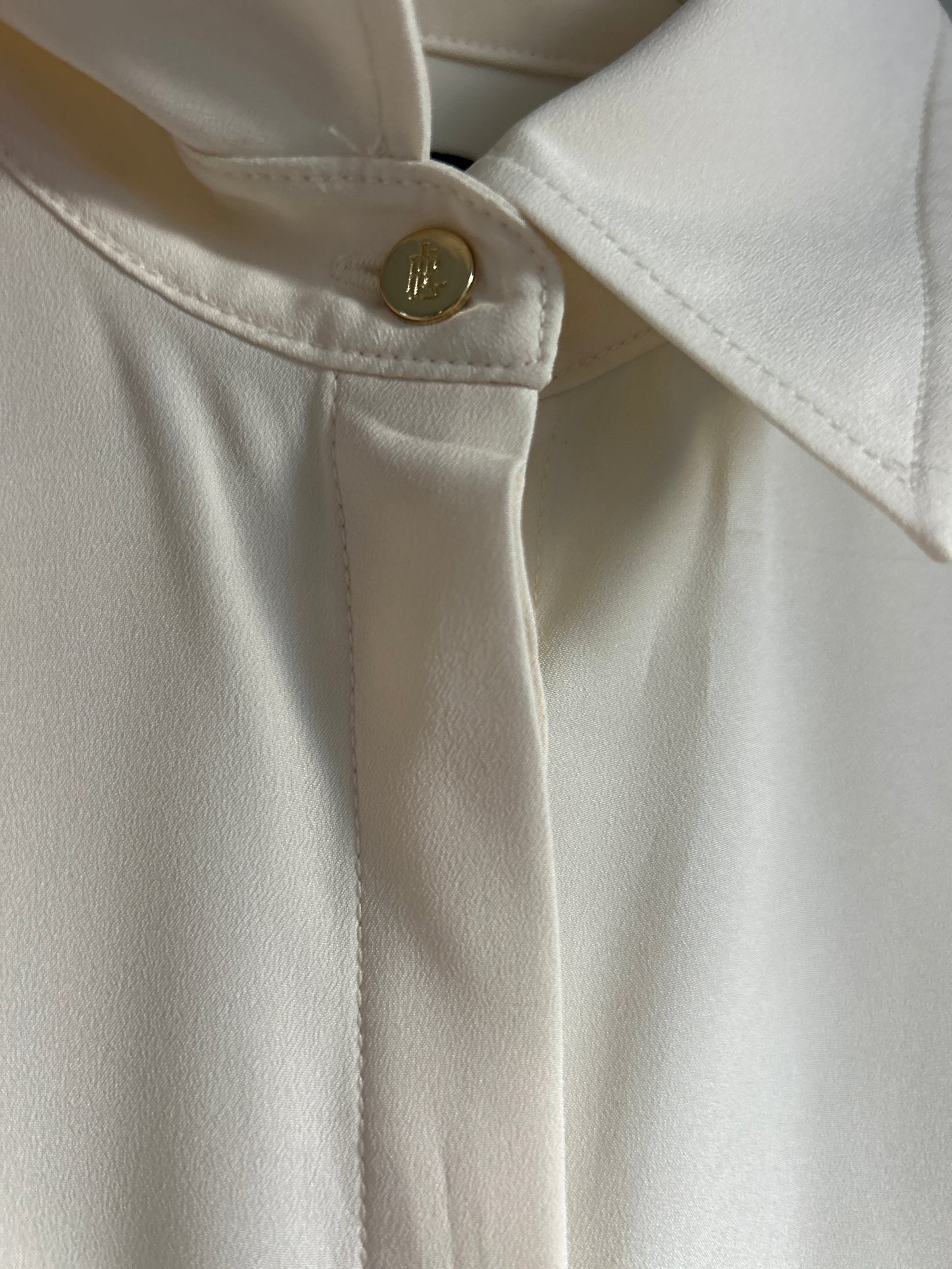 Lauren Ralph Lauren ivory crepe shirt M - 10