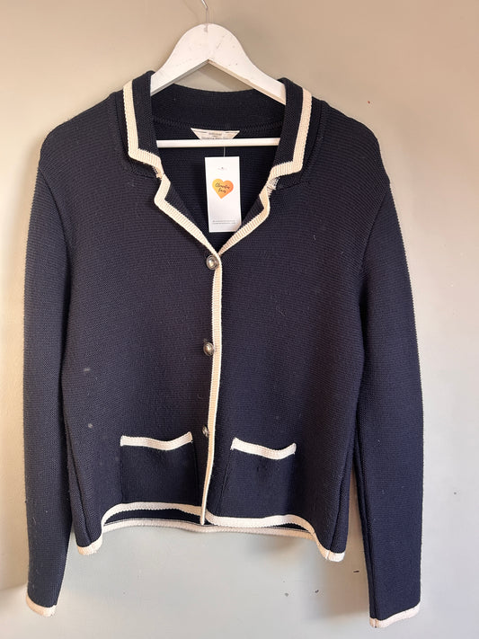 M&S St Michael navy wool blend cardigan size 12