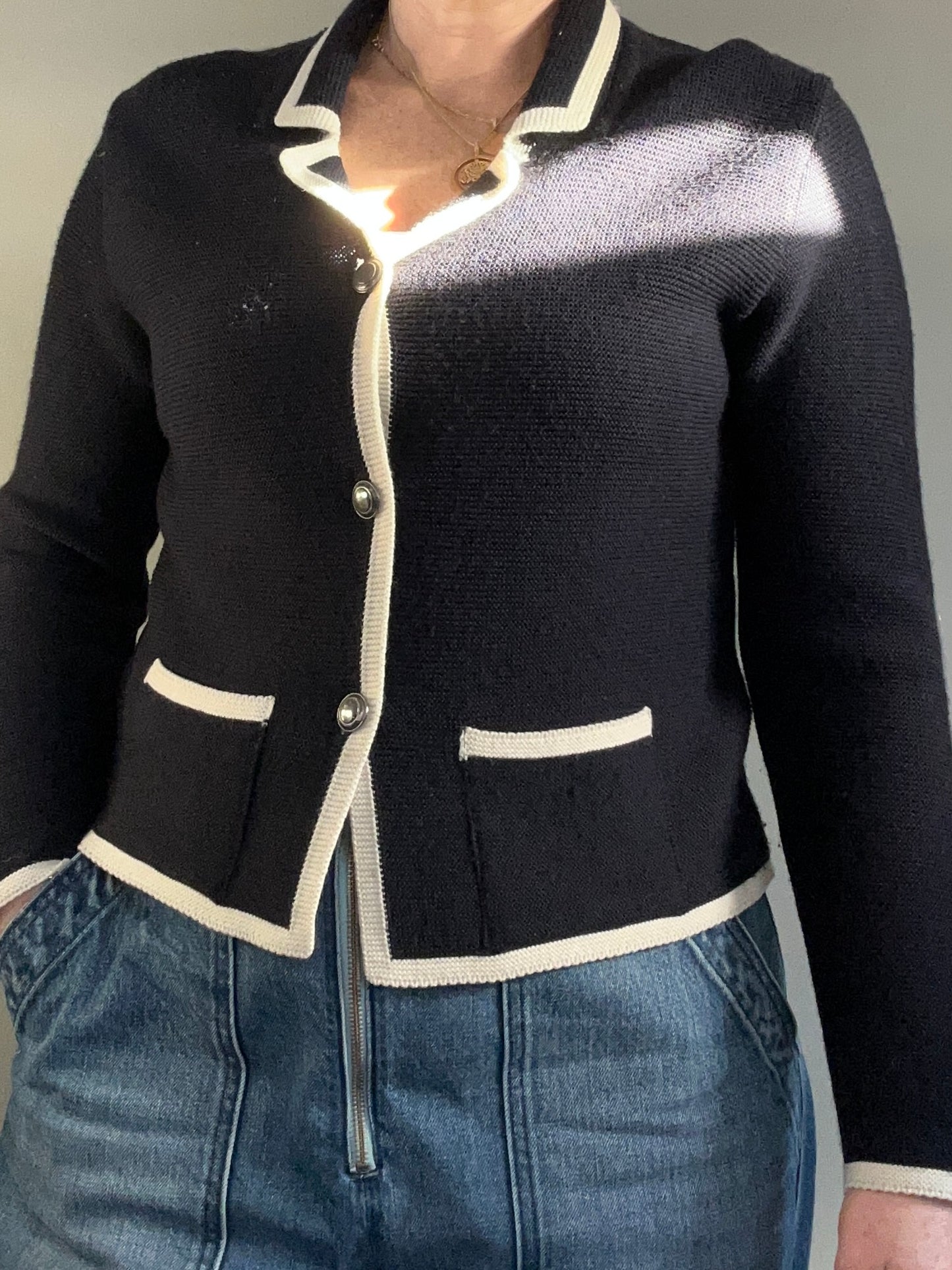 M&S St Michael navy wool blend cardigan size 12